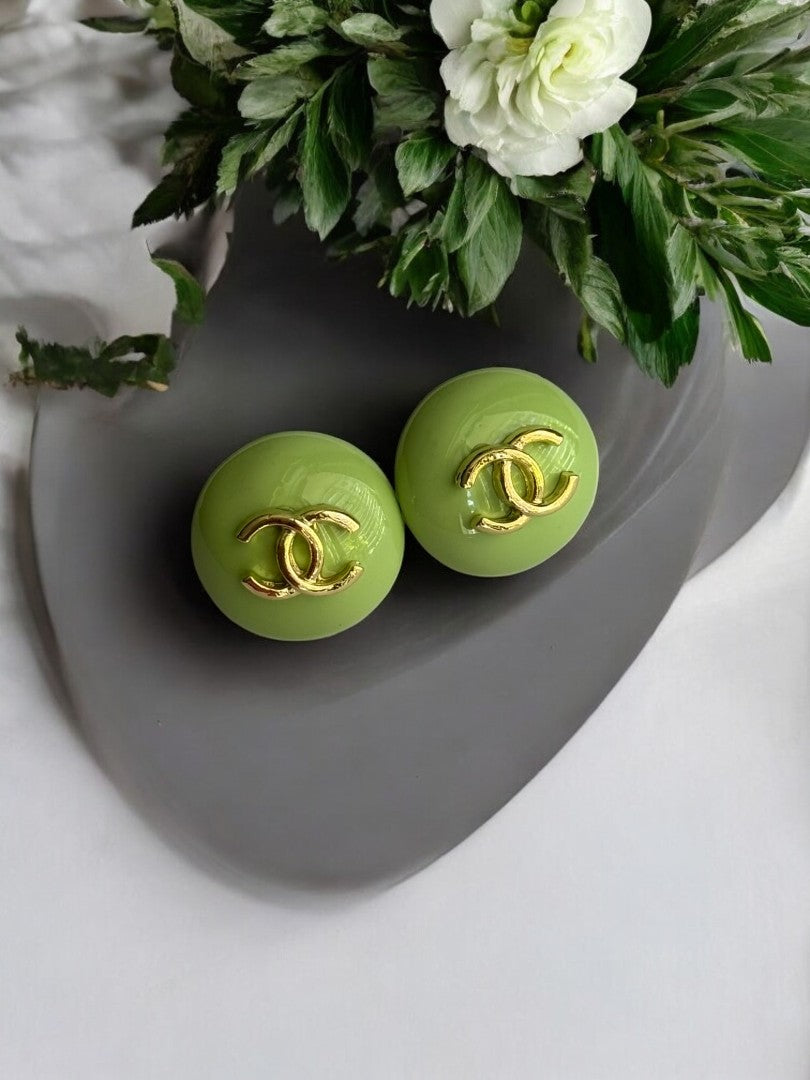 LIGHT GREEN CHANEL BRAND STUD