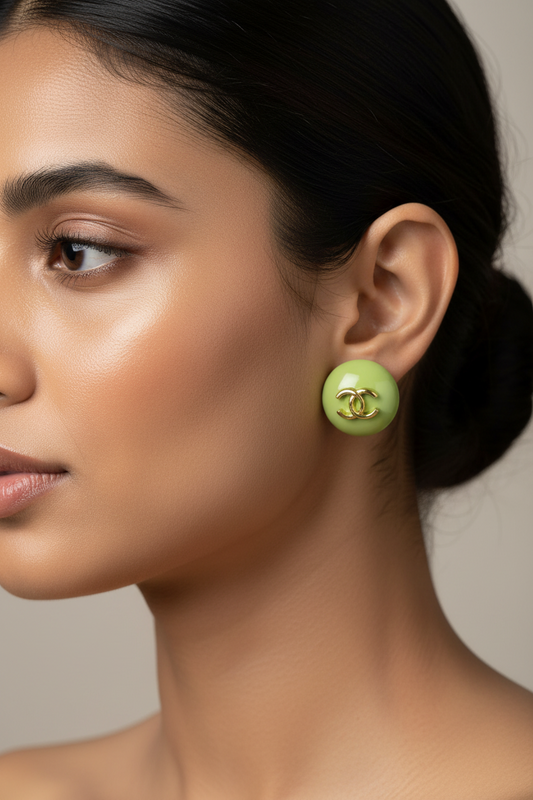 LIGHT GREEN CHANEL YASHIKA EARRINGS