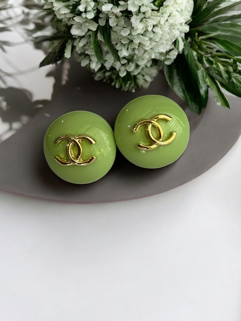 LIGHT GREEN CHANEL BRAND STUD