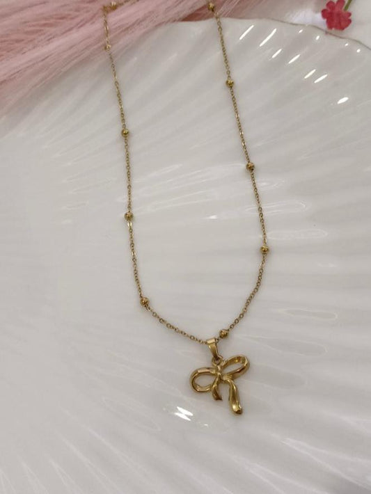 GOLDEN CHAIN WITH MINI BALLS AND BOW