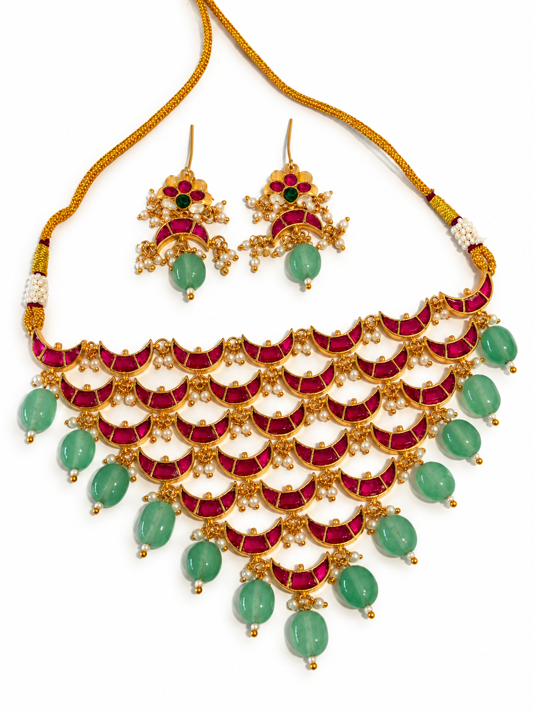 MAGENTA TULSI HERITAGE JEWELLERY SET