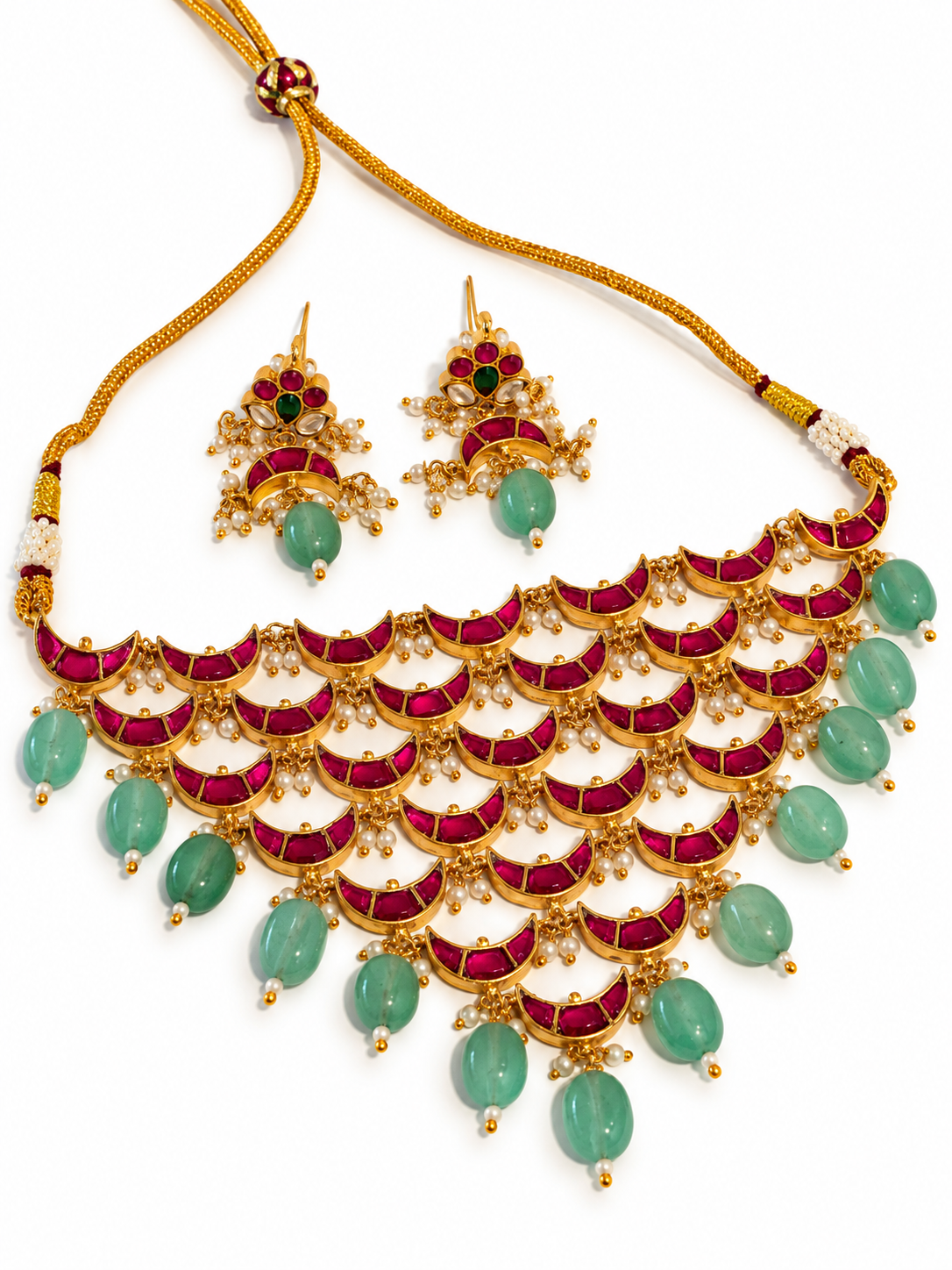 MAGENTA TULSI HERITAGE JEWELLERY SET