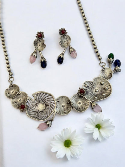 MULTI AISHA GERMAN SILVER JEWELLERY SET