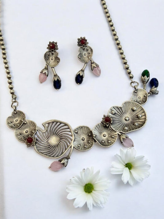 MULTI AISHA GERMAN SILVER JEWELLERY SET