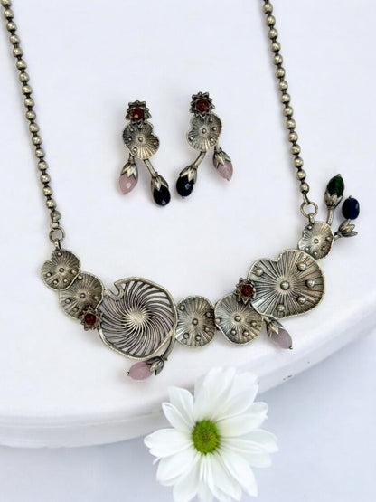 MULTI AISHA GERMAN SILVER JEWELLERY SET