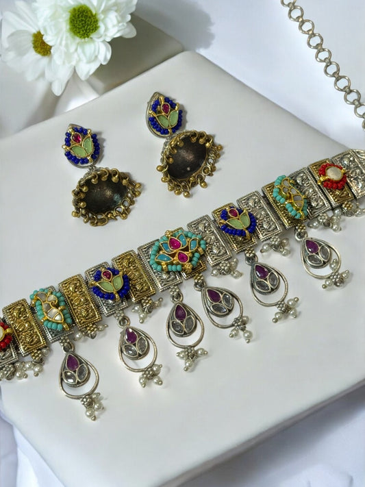 MULTI AKIRA GERMAN SILVER JEWELLERY SET