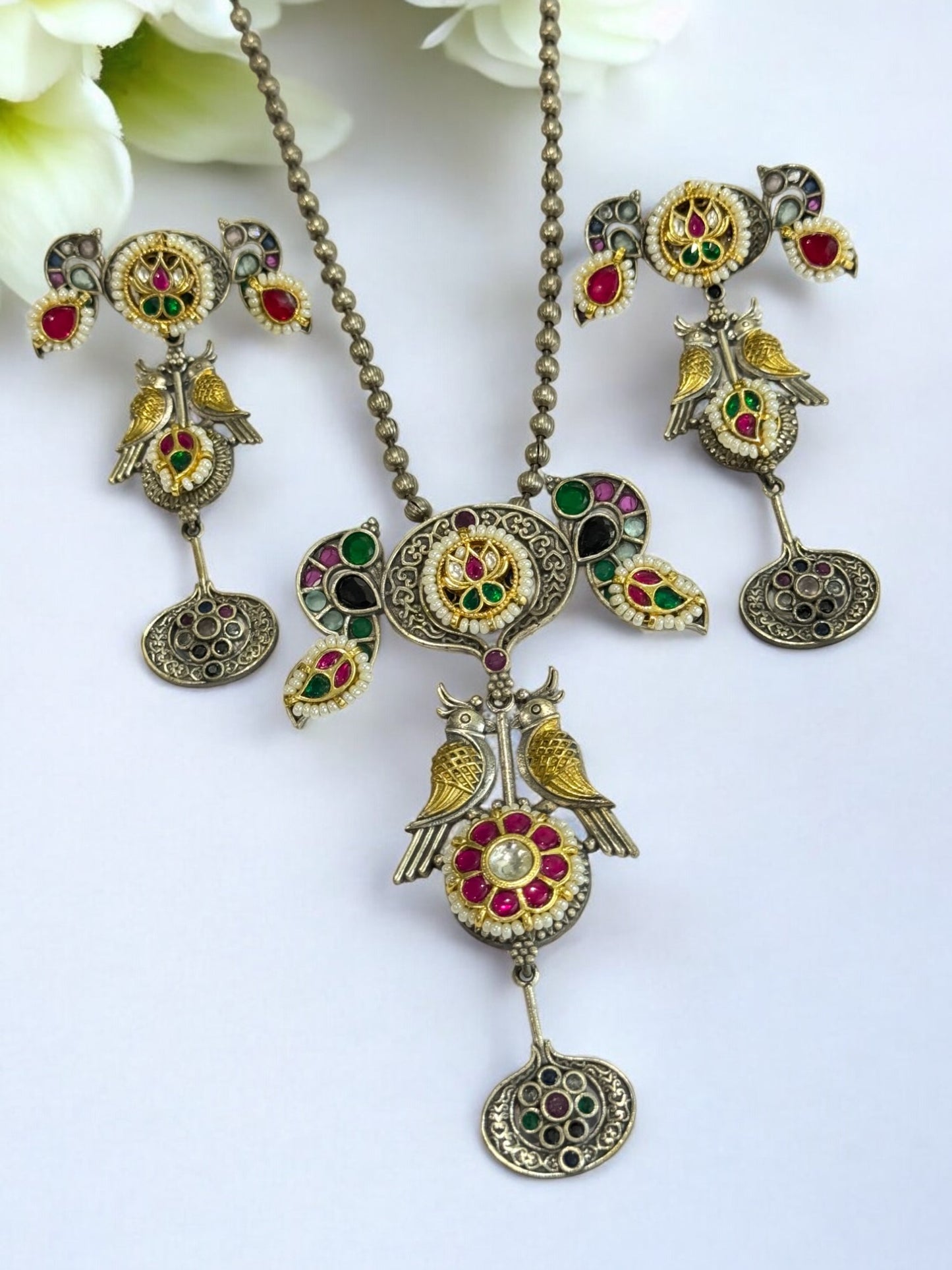 MULTI AKSARA GERMAN SILVER JEWELLERY SET