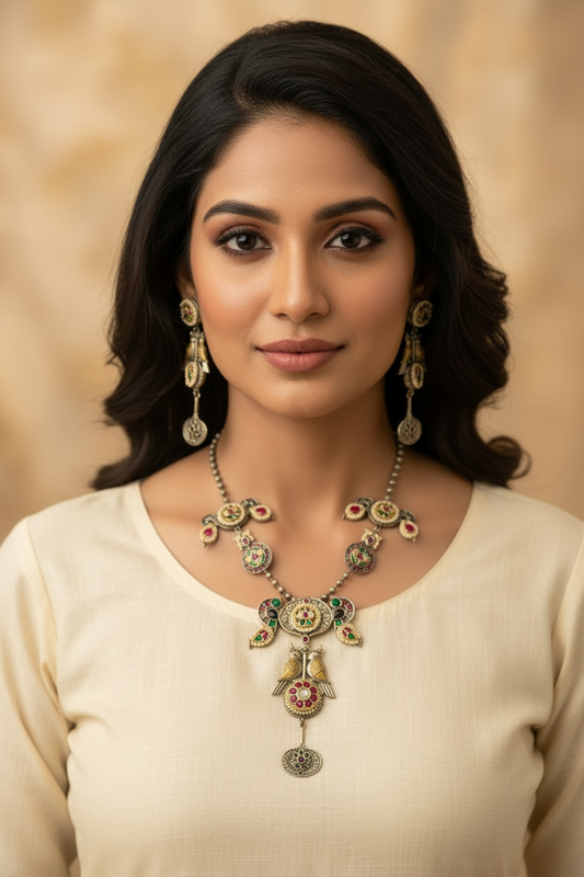 MULTI AKSARA GERMAN SILVER JEWELLERY SET