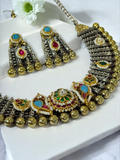 MULTI BAIDEHI GERMAN SILVER JEWELLERY SET