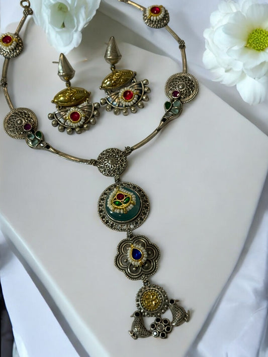 MULTI BHAKTI GERMAN SILVER JEWELLERY SET