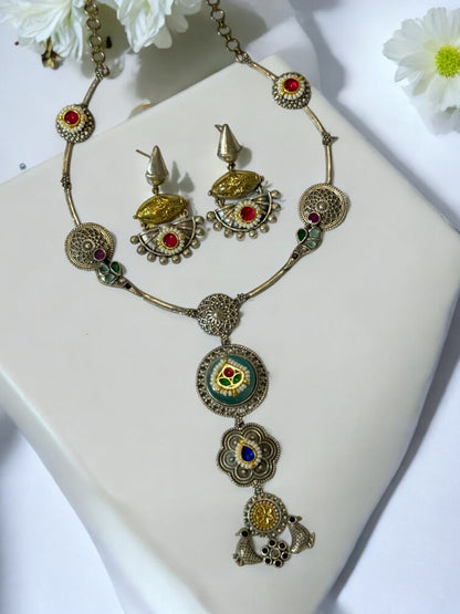 MULTI BHAKTI GERMAN SILVER JEWELLERY SET