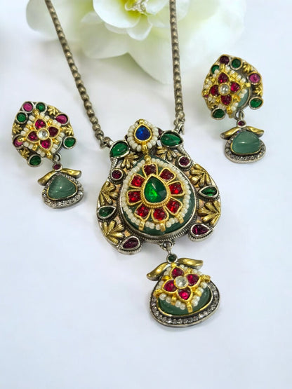 MULTI BHAVISHI GERMAN SILVER JEWELLERY SET