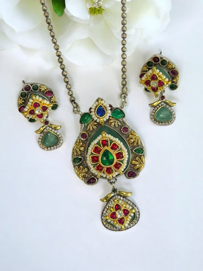 MULTI BHAVISHI GERMAN SILVER JEWELLERY SET