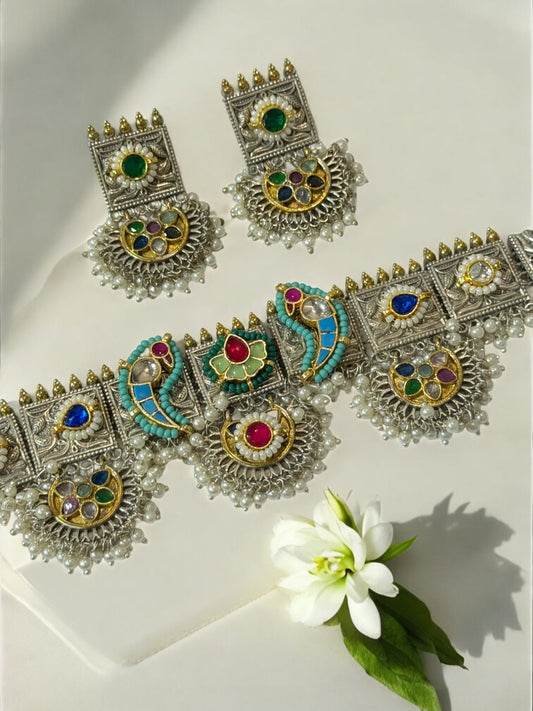MULTI BINA GERMAN SILVER JEWELLERY SET