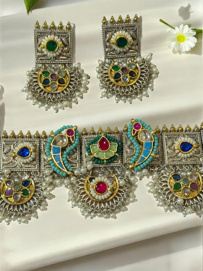 MULTI BINA GERMAN SILVER JEWELLERY SET