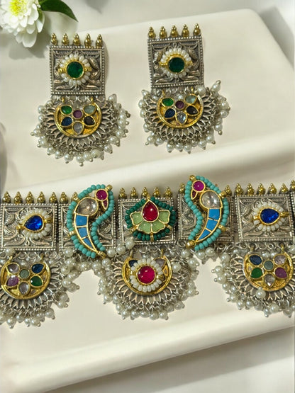 MULTI BINA GERMAN SILVER JEWELLERY SET