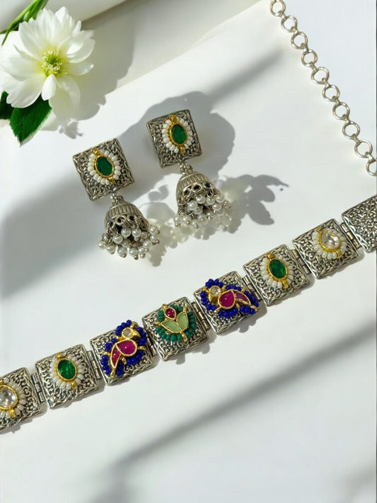 MULTI CHARVIE GERMAN SILVER JEWELLERY SET