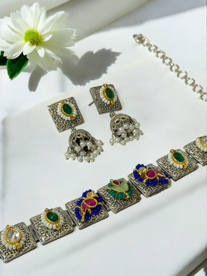 MULTI CHARVIE GERMAN SILVER JEWELLERY SET