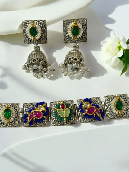 MULTI CHARVIE GERMAN SILVER JEWELLERY SET