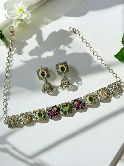 MULTI CHARVIE GERMAN SILVER JEWELLERY SET