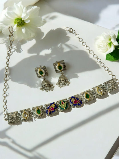 MULTI CHARVIE GERMAN SILVER JEWELLERY SET