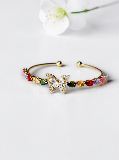 MULTI DIAMOND BUTTERFLY TIRTHIE BRACELET (CUFF)