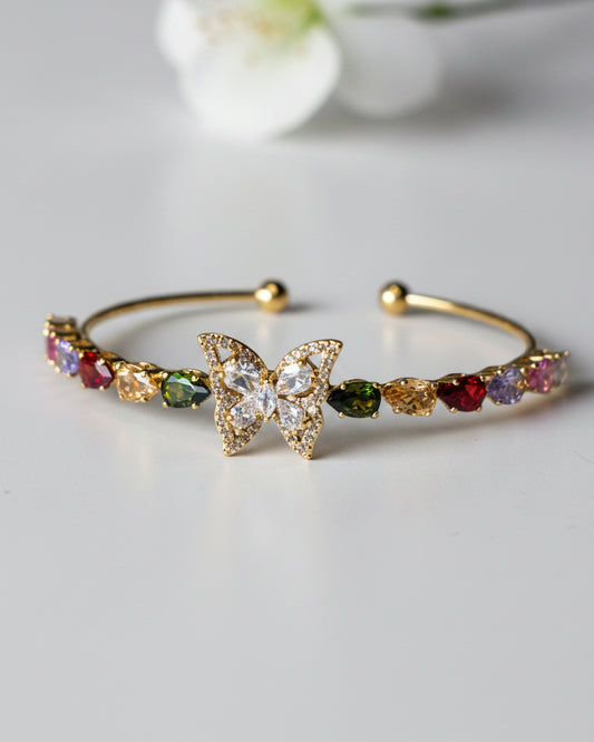 MULTI DIAMOND BUTTERFLY TIRTHIE BRACELET (CUFF)