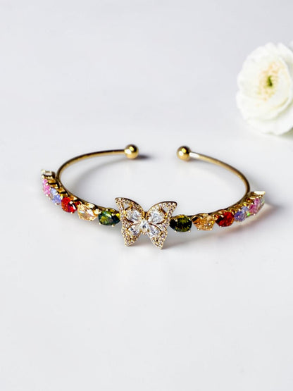 MULTI DIAMOND BUTTERFLY TIRTHIE BRACELET (CUFF)