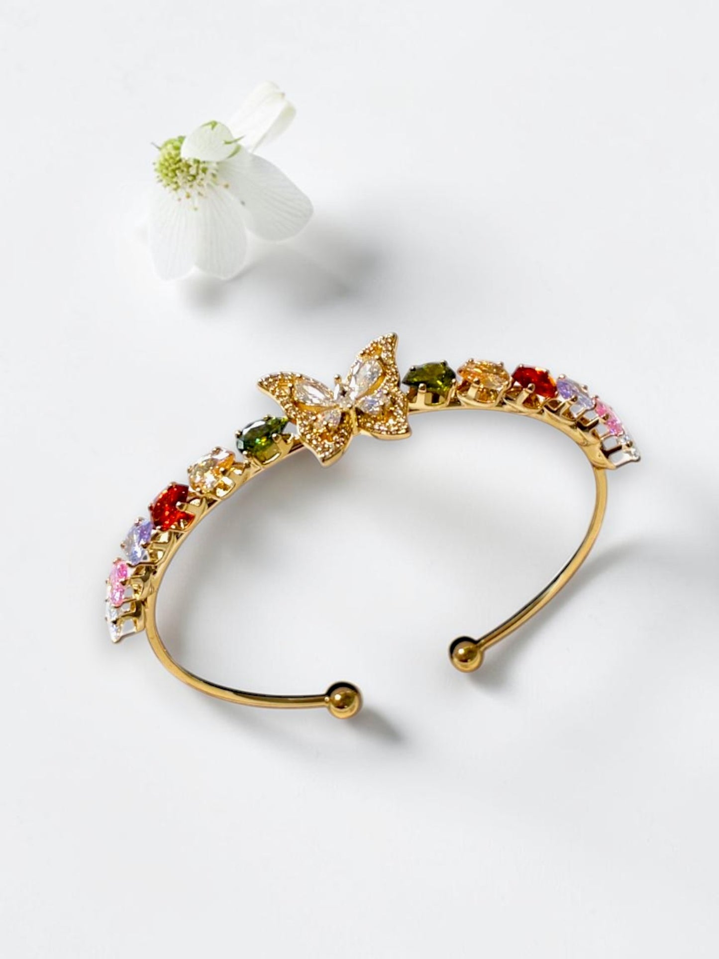 MULTI DIAMOND BUTTERFLY TIRTHIE BRACELET (CUFF)