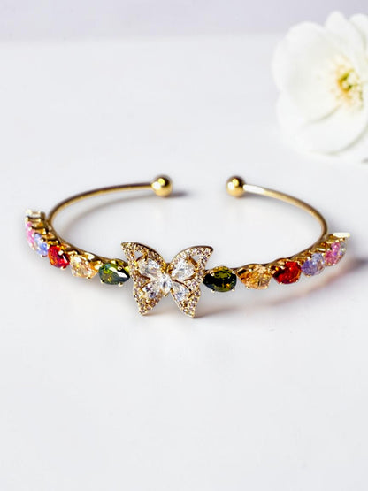 MULTI DIAMOND BUTTERFLY TIRTHIE BRACELET (CUFF)