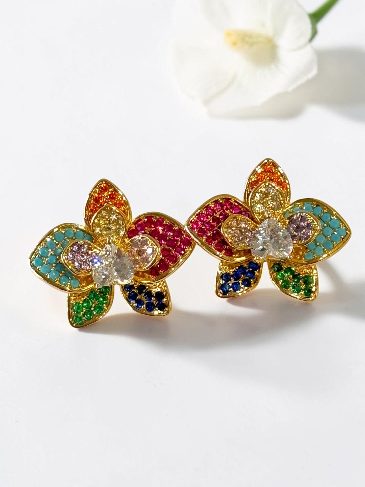 MULTI DIAMOND FLORAL KATHRY EARRINGS