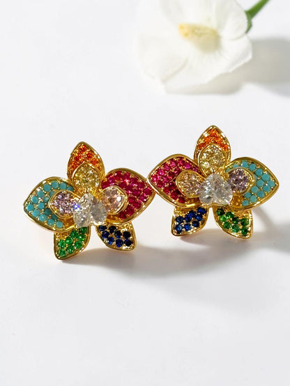 MULTI DIAMOND FLORAL KATHRY EARRINGS