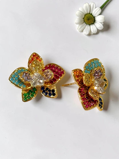MULTI DIAMOND FLORAL KATHRY EARRINGS