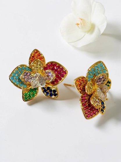 MULTI DIAMOND FLORAL KATHRY EARRINGS