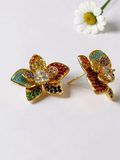 MULTI DIAMOND FLORAL KATHRY EARRINGS