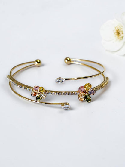 MULTI DIAMOND FLORAL MARIS BRACELET (CUFF)