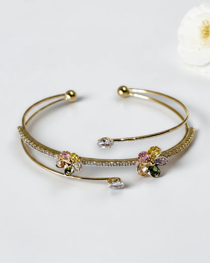 MULTI DIAMOND FLORAL MARIS BRACELET (CUFF)