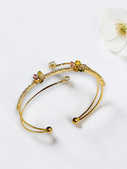 MULTI DIAMOND FLORAL MARIS BRACELET (CUFF)