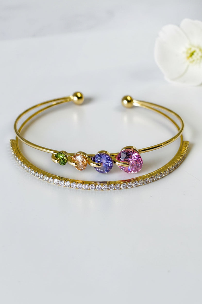 MULTI DIAMOND SLOANE BRACELET (CUFF)
