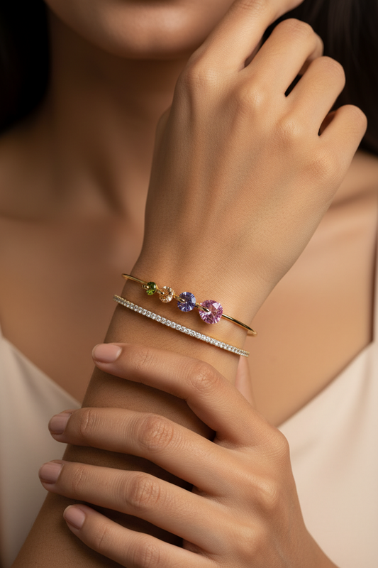 MULTI DIAMOND SLOANE BRACELET (CUFF)