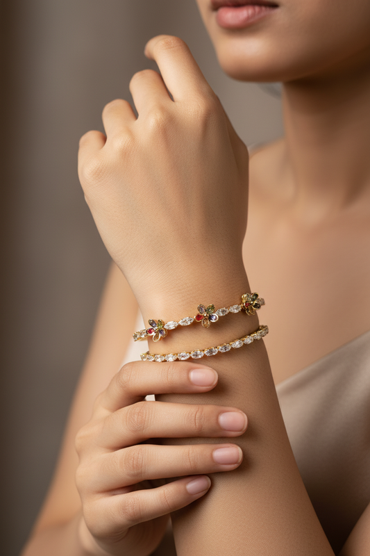 MULTI FLOWER DIAMOND IMERSON BRACELET (CUFF)