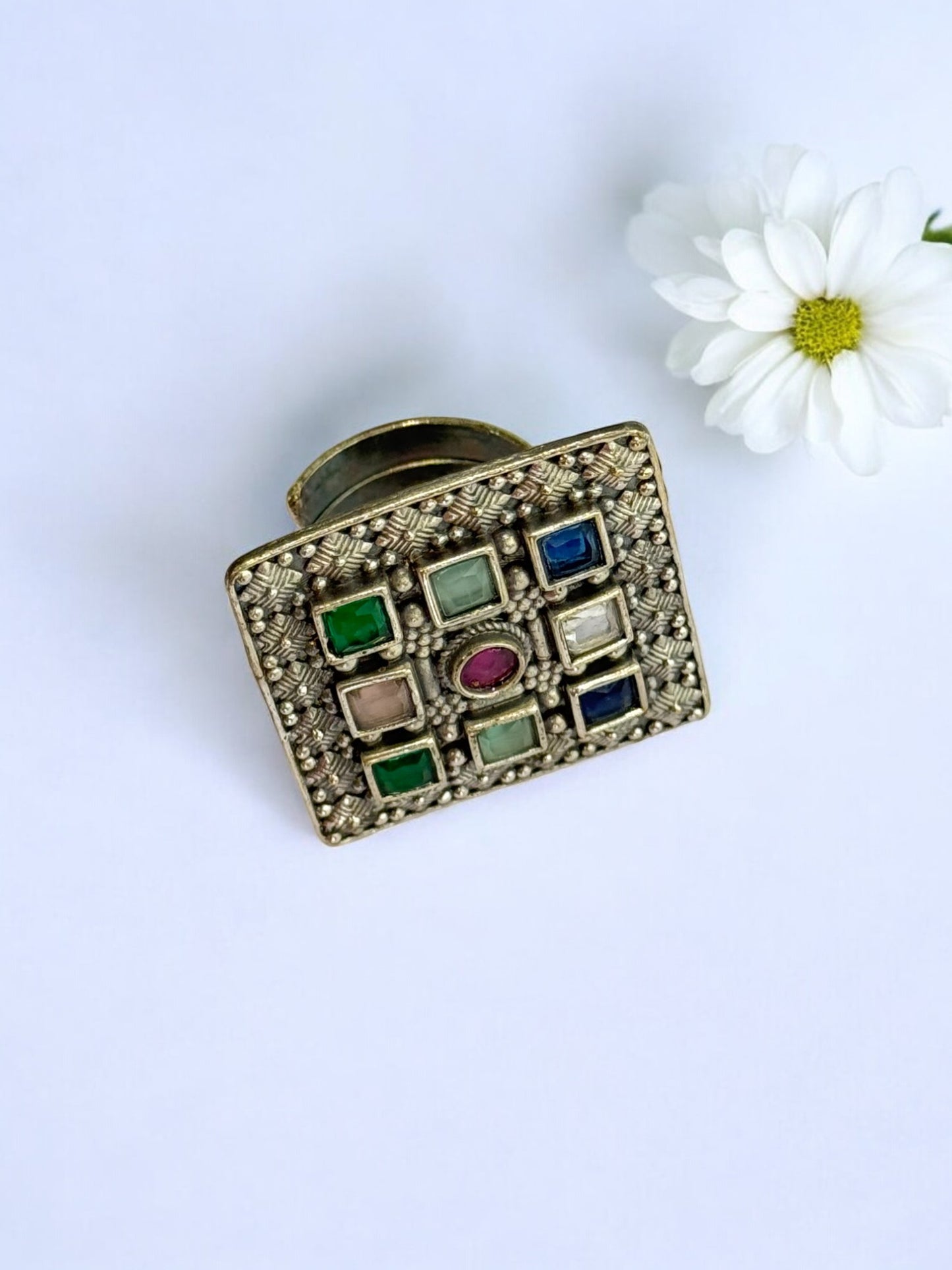 MULTI ISHANI GERMAN SILVER RING