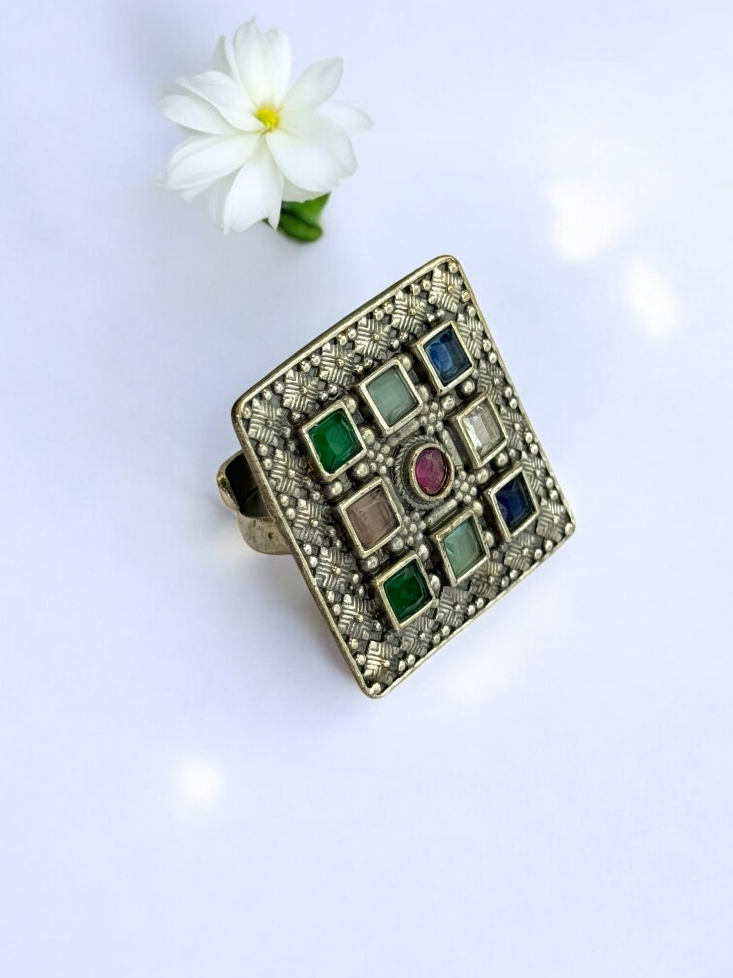 MULTI ISHANI GERMAN SILVER RING
