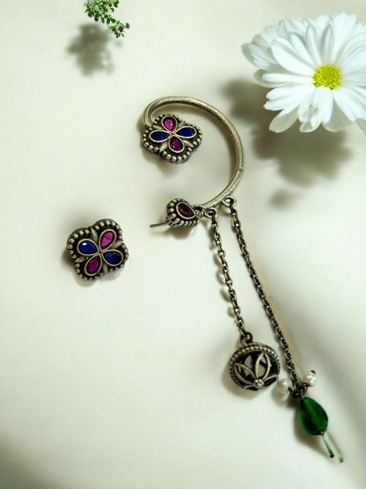 MULTI LILA GERMAN SILVER EAR CUFF