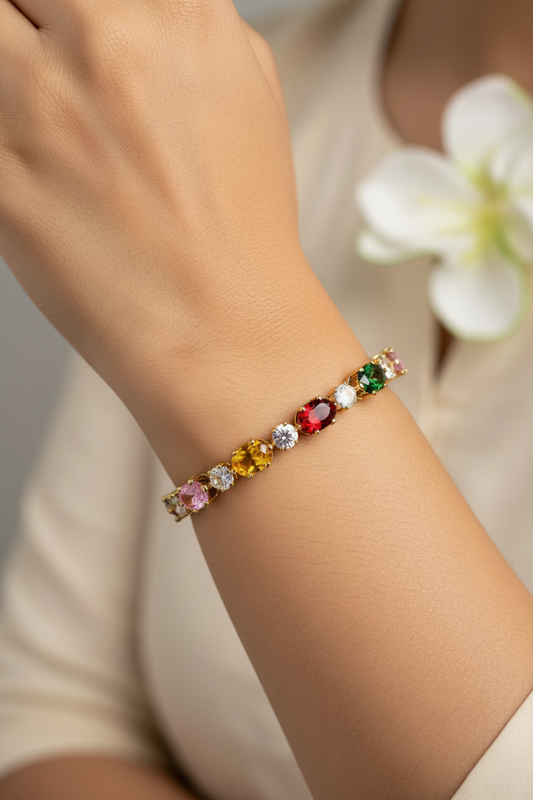 MULTI OVAL DIAMOND ELANIE BRACELET (CUFF)