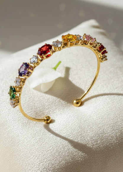 MULTI OVAL DIAMOND ELANIE BRACELET (CUFF)