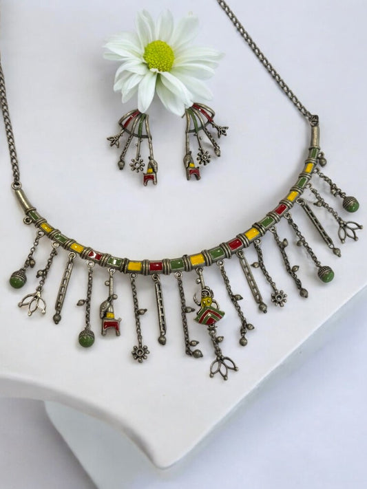 MULTI SAMIRA GERMAN SILVER JEWELLERY SET