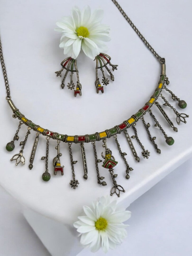 MULTI SAMIRA GERMAN SILVER JEWELLERY SET