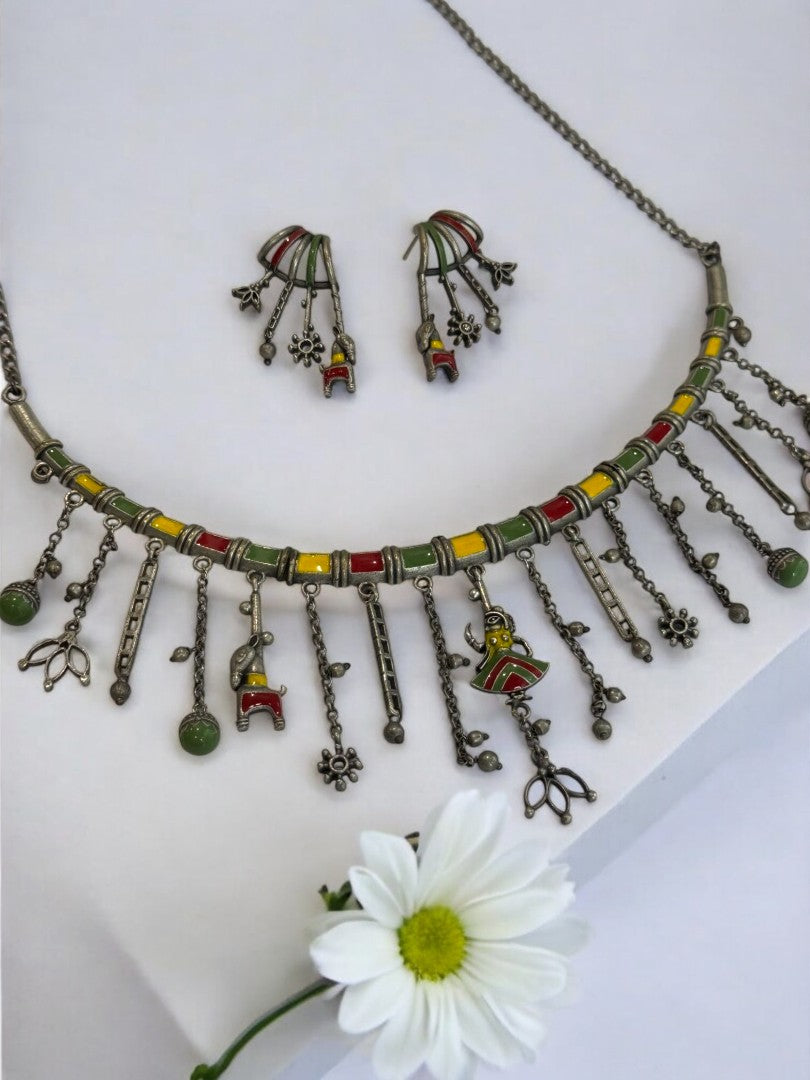 MULTI SAMIRA GERMAN SILVER JEWELLERY SET