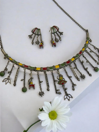 MULTI SAMIRA GERMAN SILVER JEWELLERY SET